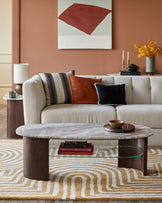 Adalynn Marble Coffee Table with Mango Wood