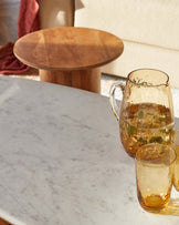 Cara light mango wood marble Top Coffee Table