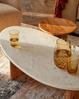 Cara light mango wood marble Top Coffee Table