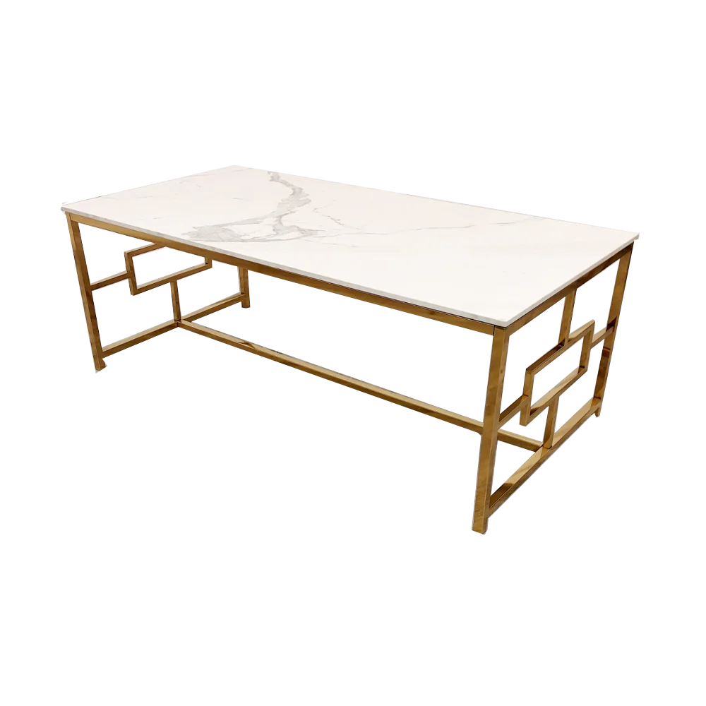 Geo Gold Coffee Table with Polar White Sintered Top