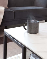 Georgia White Marbled Ceramic Coffee Table