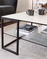 Georgia White Marbled Ceramic Coffee Table