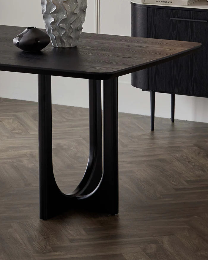 Orlan 8 Seater Fixed Dining Table Black Ash