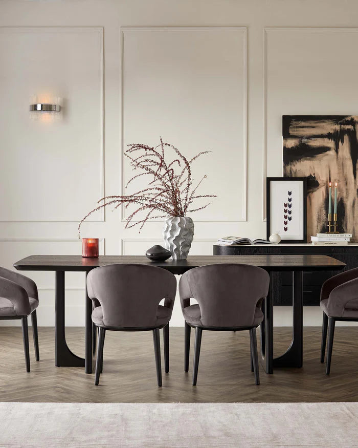 Orlan 8 Seater Fixed Dining Table Black Ash