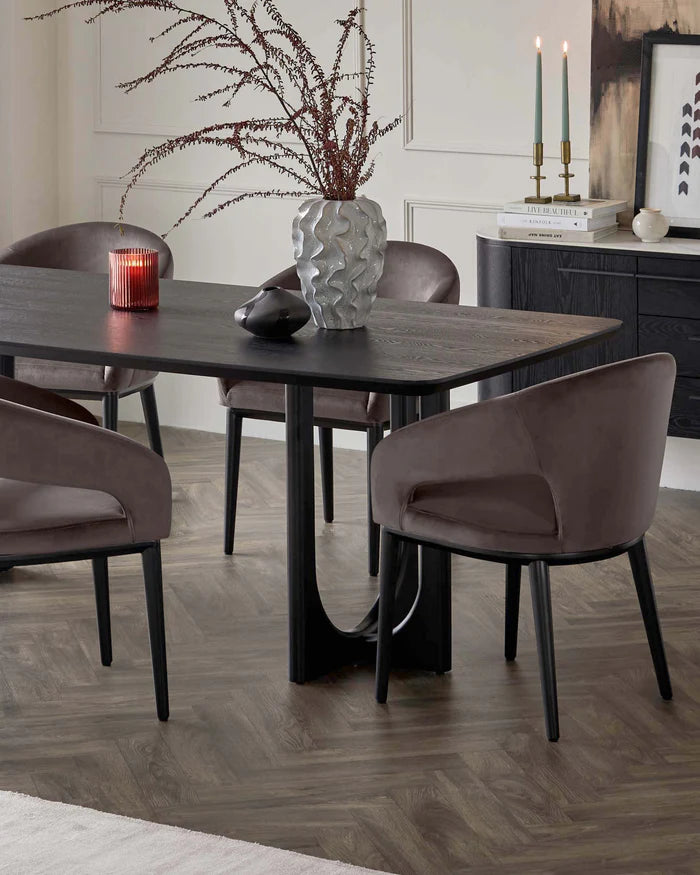 Orlan 8 Seater Fixed Dining Table Black Ash
