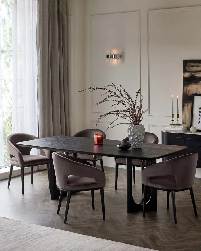 Orlan 8 Seater Fixed Dining Table Black Ash