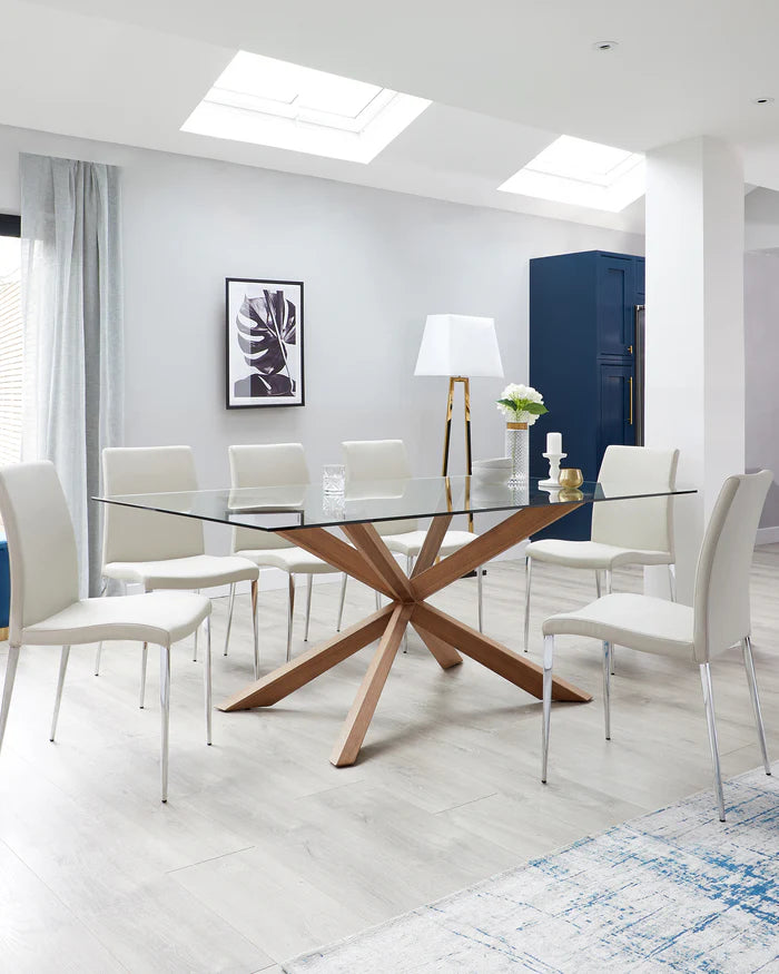 Otter Clear Glass And Walnut 8 Seater Dining Table