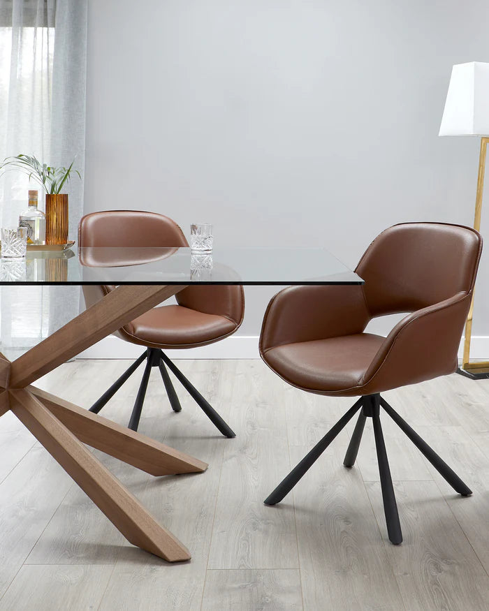 Otter Clear Glass And Walnut 8 Seater Dining Table