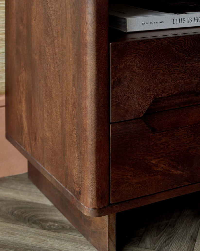 Bryce Dark Mango Wood 2 drawer Bedside Table