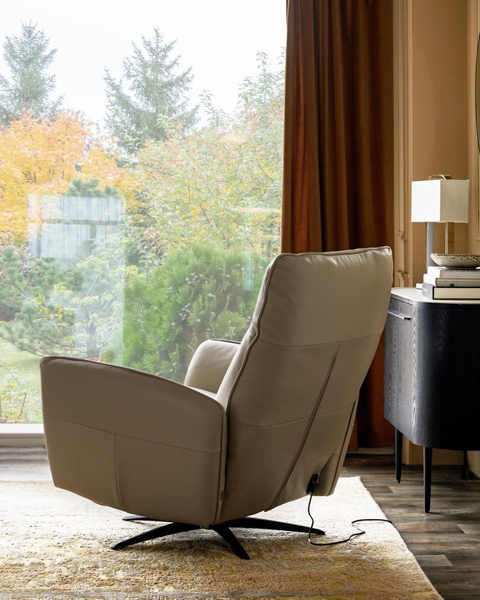 Aiden Ivory Fabric Massage Recliner Accent Chair