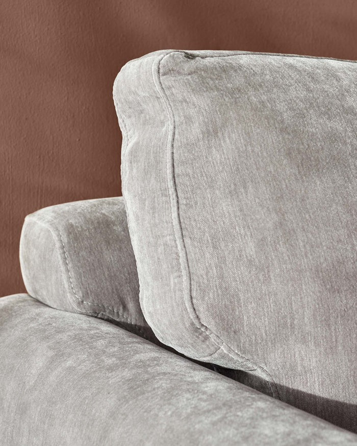 Saige Mid Grey Fabric Armchair With Natural Wood Legs