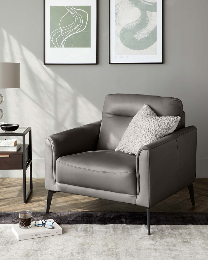Brooks Light Grey Fabric Armchair