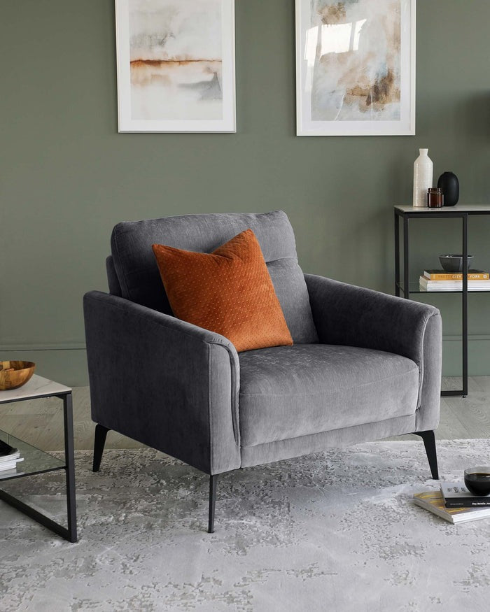 Brooks Light Grey Fabric Armchair