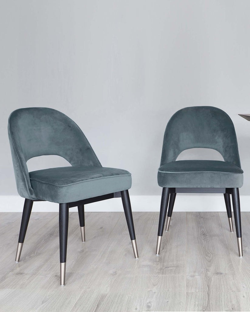 Clover Blue Grey Velvet Dining Chair - 2 Set