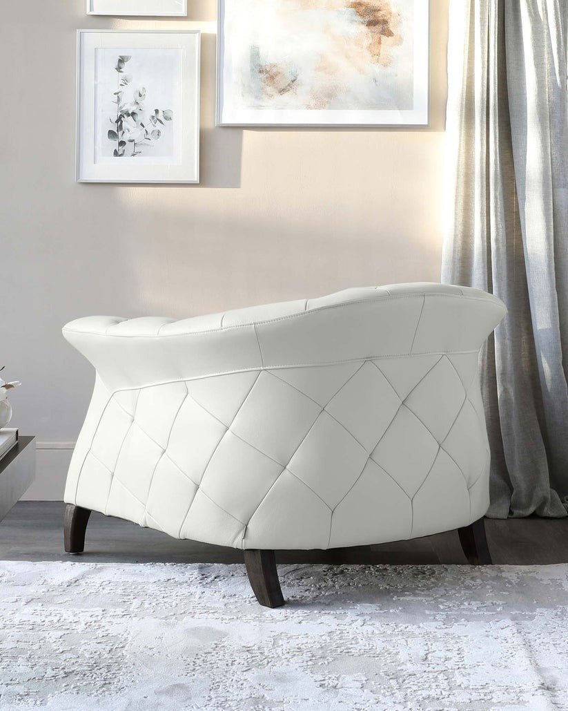 Luxe Modern Leather And Dark Wood Leg Armchair