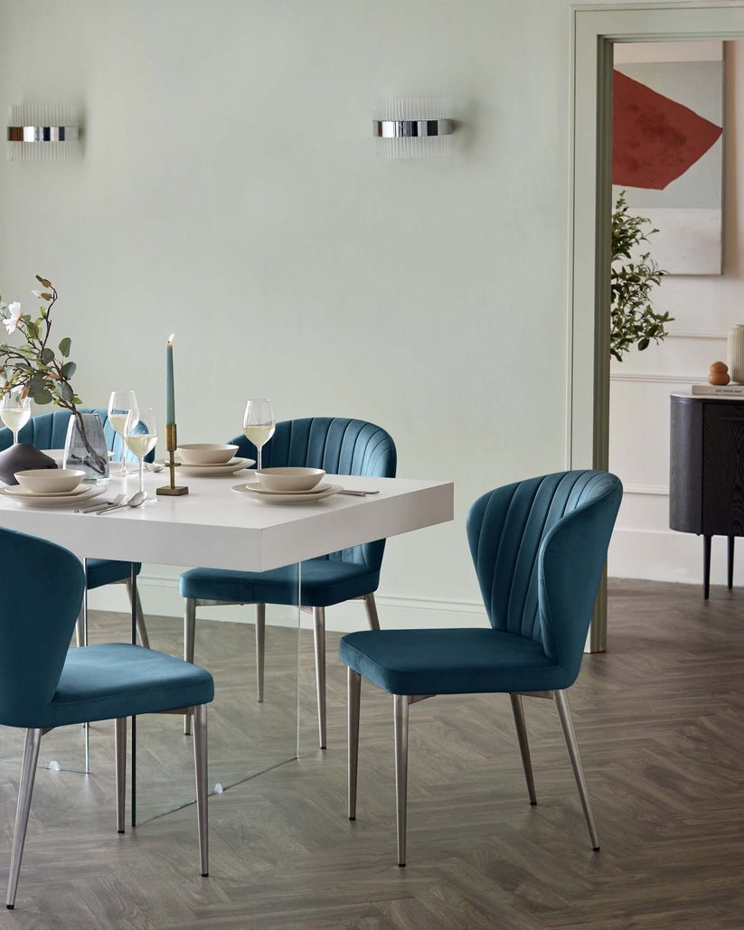 Harper Plush Velvet Stainless Steel Dining Chair - 2 Set