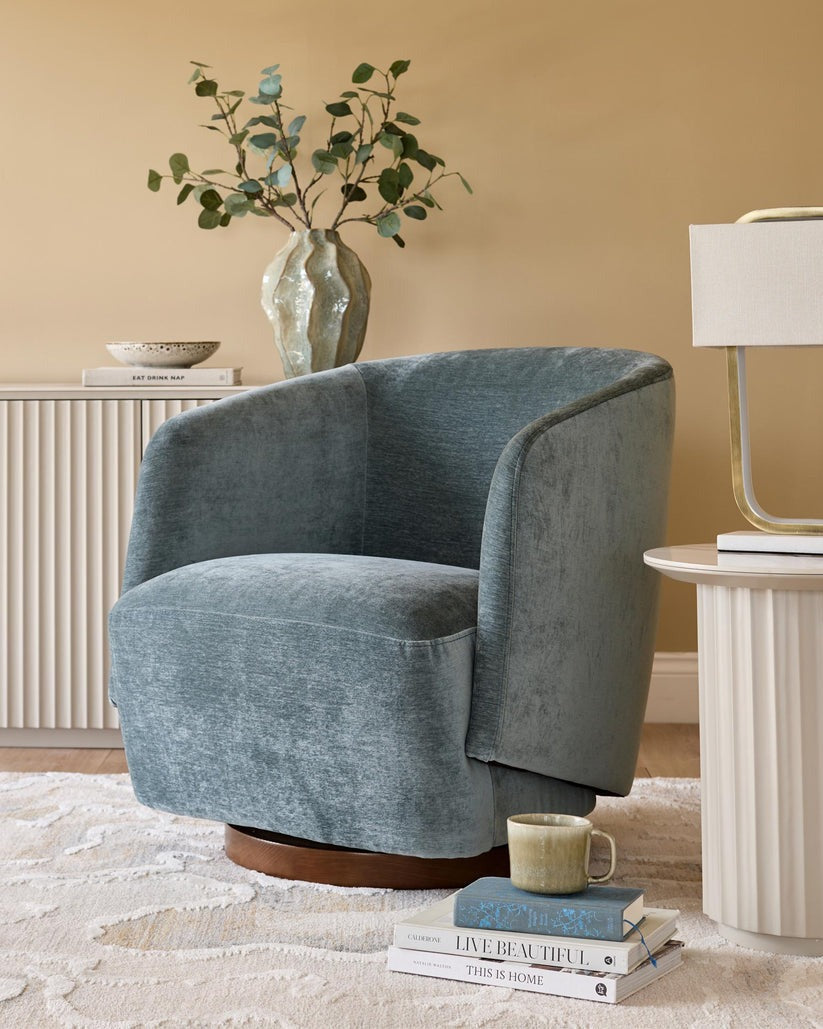 Natalia Chenille Swivel Accent Chair