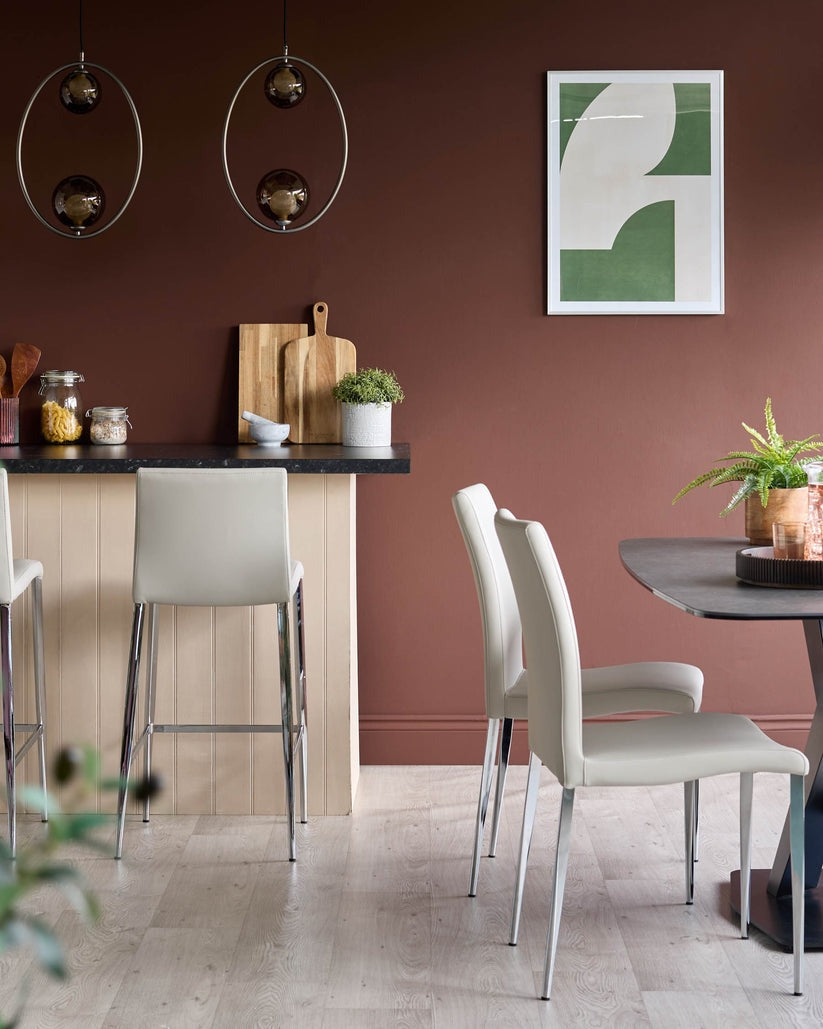 Elise Faux & Chrome Leather Dining Chair - 2 Set