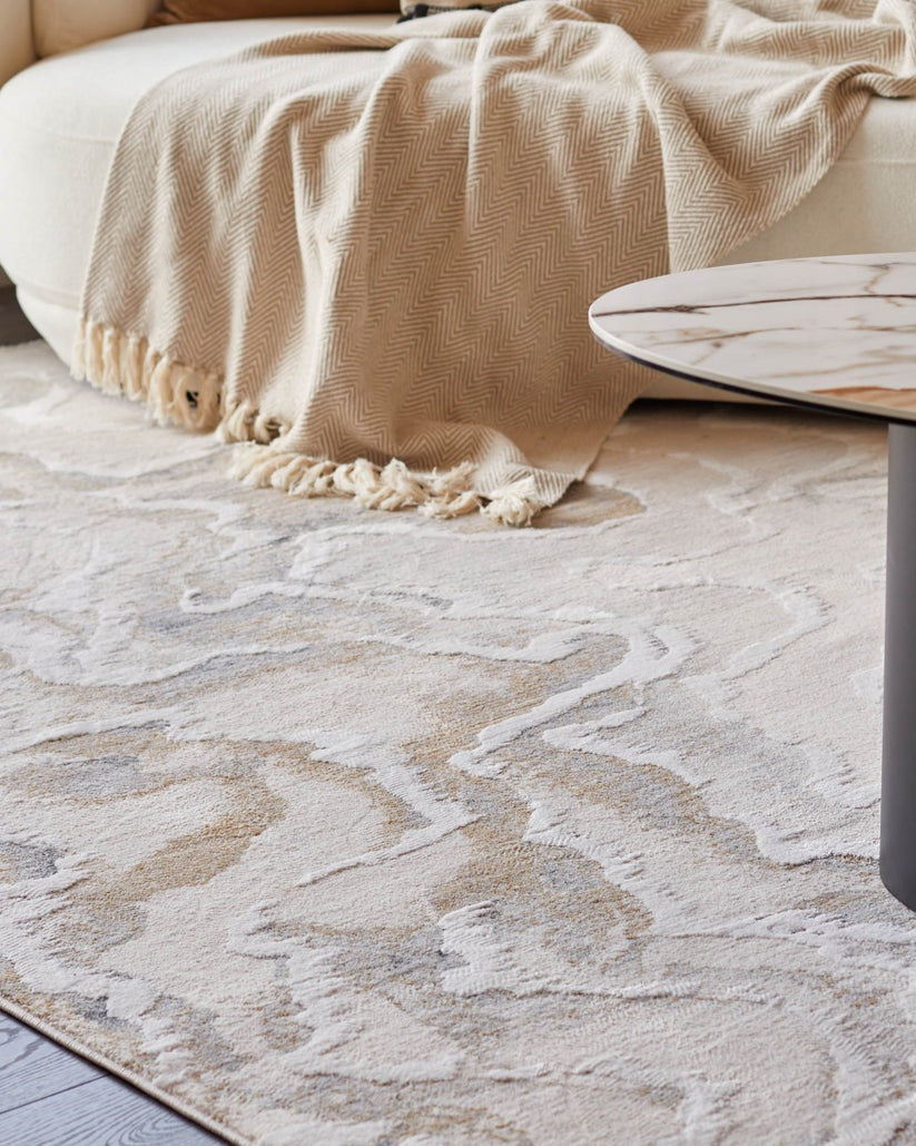 Eden Soft Silver Textured Large Rug