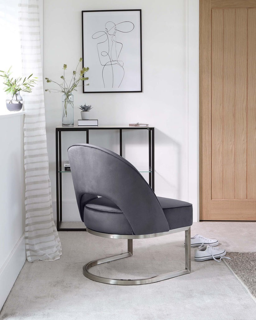 Clover Cantilever Velvet Accent Chair