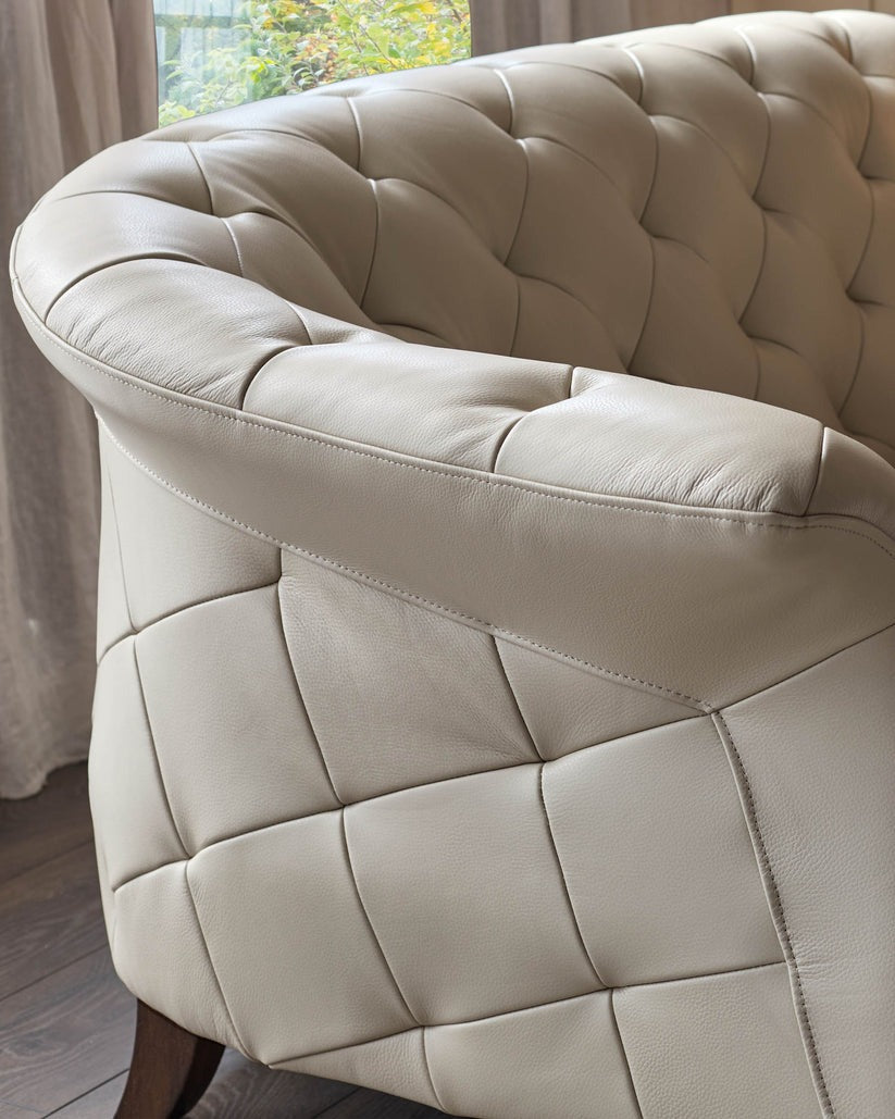 Luxe Modern Leather And Dark Wood Leg Armchair