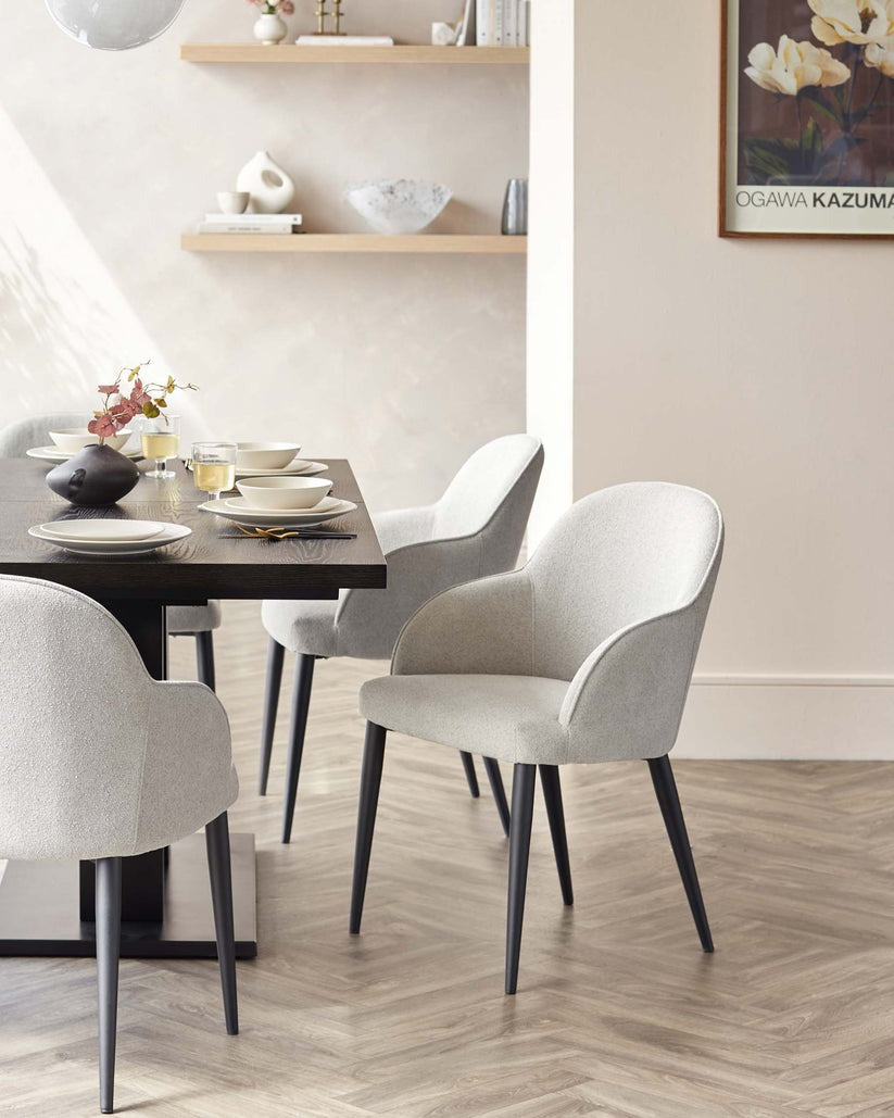 Lani Light Grey Boucle Dining Chair - 2 Set