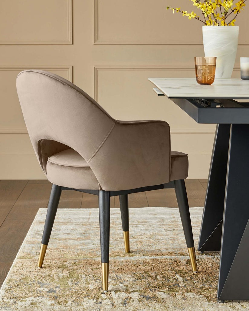 Clover Velvet & Brushed Brass Dining Armchair