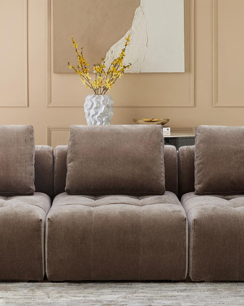 Lillian Mocha Fabric Single Sofa Module