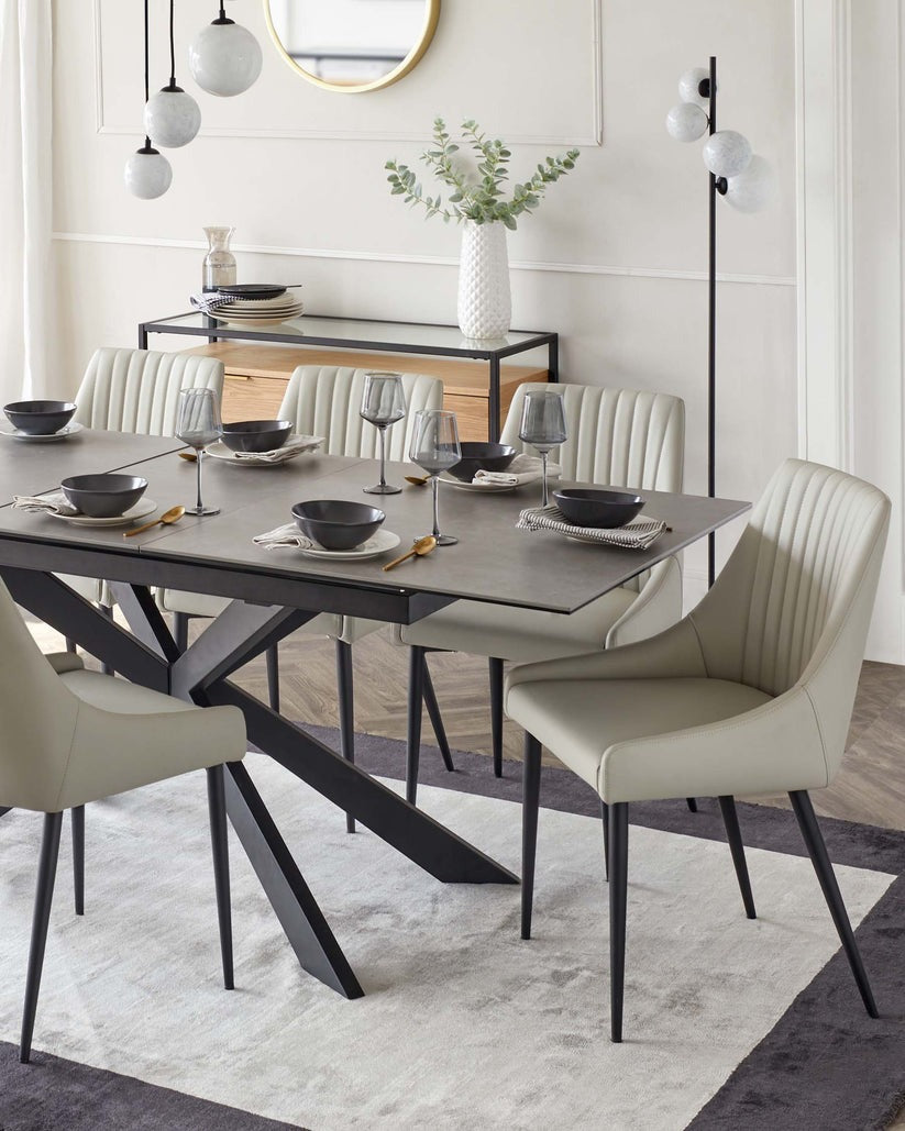 Blakely Light Grey Faux Leather Dining Chair - 2 Set