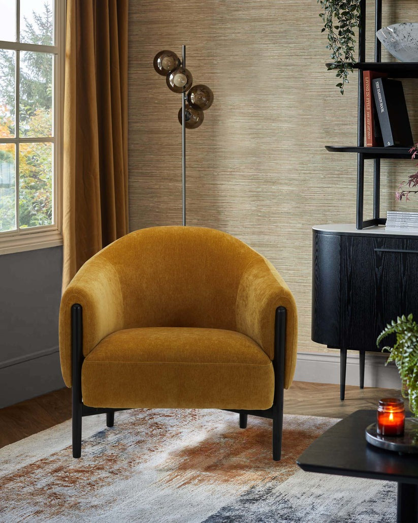 Tristan Fabric Accent Chair with Black Wood