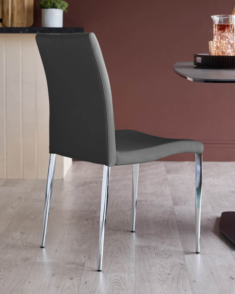 Elise Faux & Chrome Leather Dining Chair - 2 Set