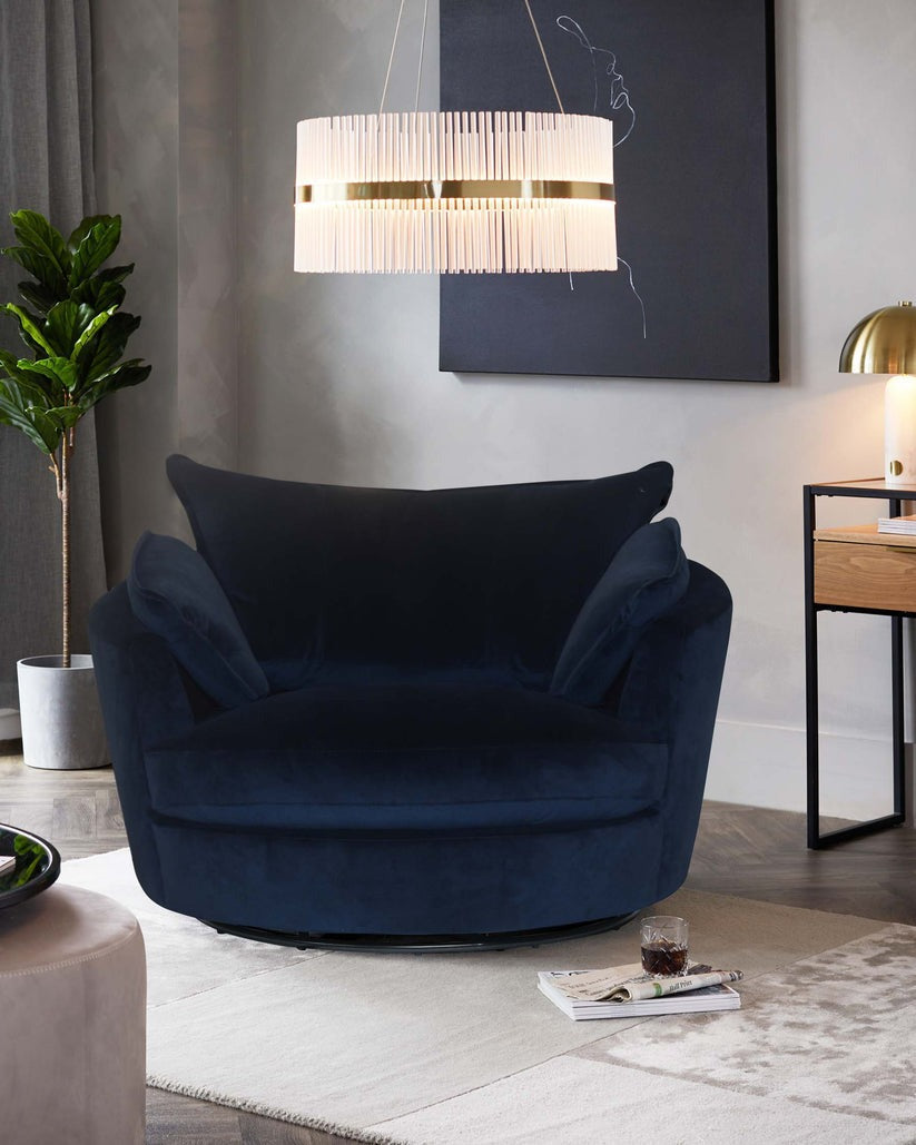 Maddox Dark Navy Velvet Swivel Chair