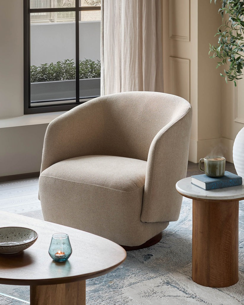 Natalia Natural Boucle Swivel Occasional Chair
