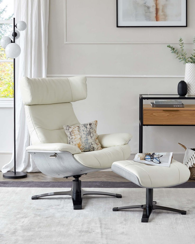 Karma Leather Swivel Recliner Accent Chair & footstool