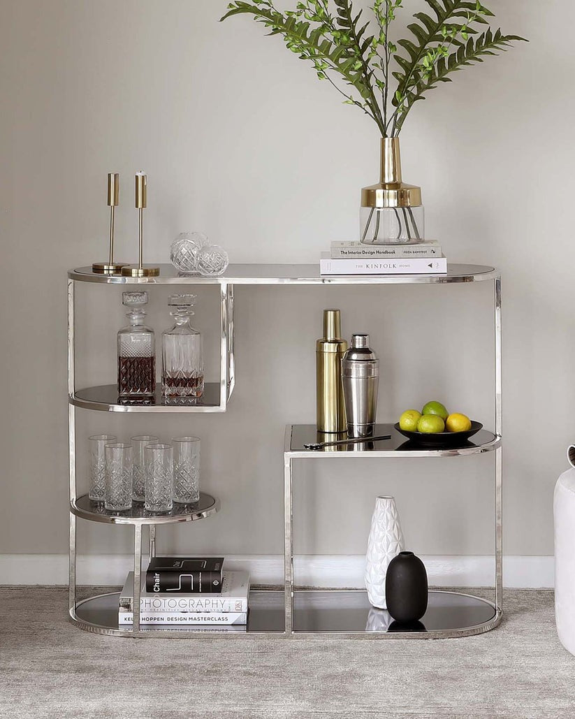 Monroe Smoked Mirror & Stainless Steel Console Table