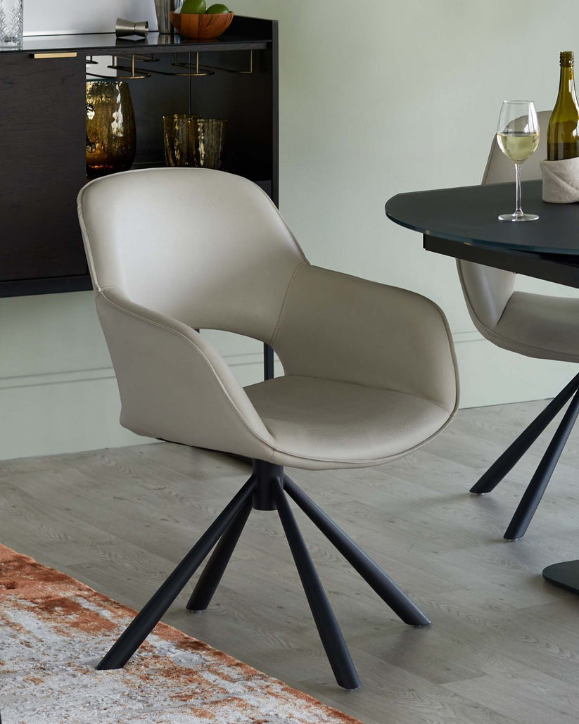 Marlow Faux Leather Swivel Dining Armchair - 2 Set