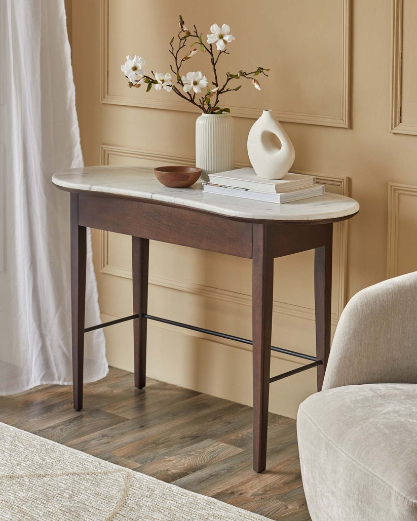 Reagan Dark Mango Wood Marble Top Dressing Table