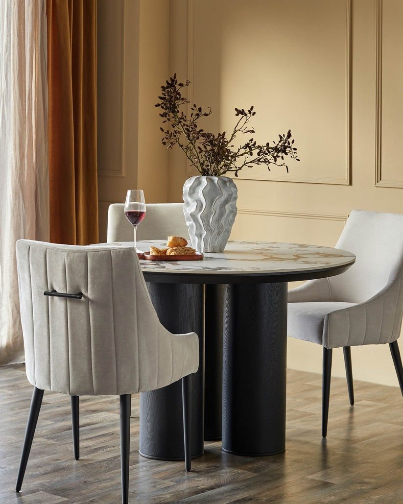 Juliana Natural Grey Fabric Dining Chair - 2 Set