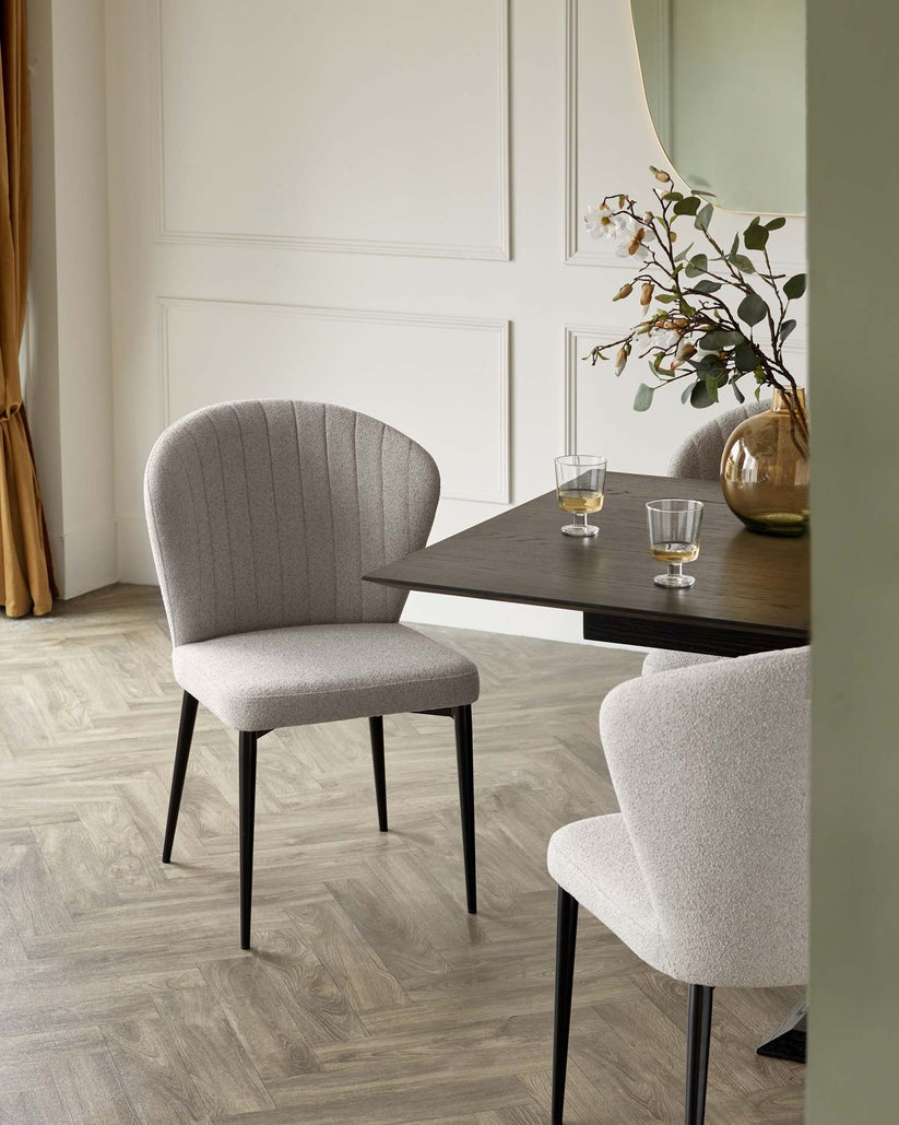 Harper Boucle Black Metal Dining Chair - 2 Set