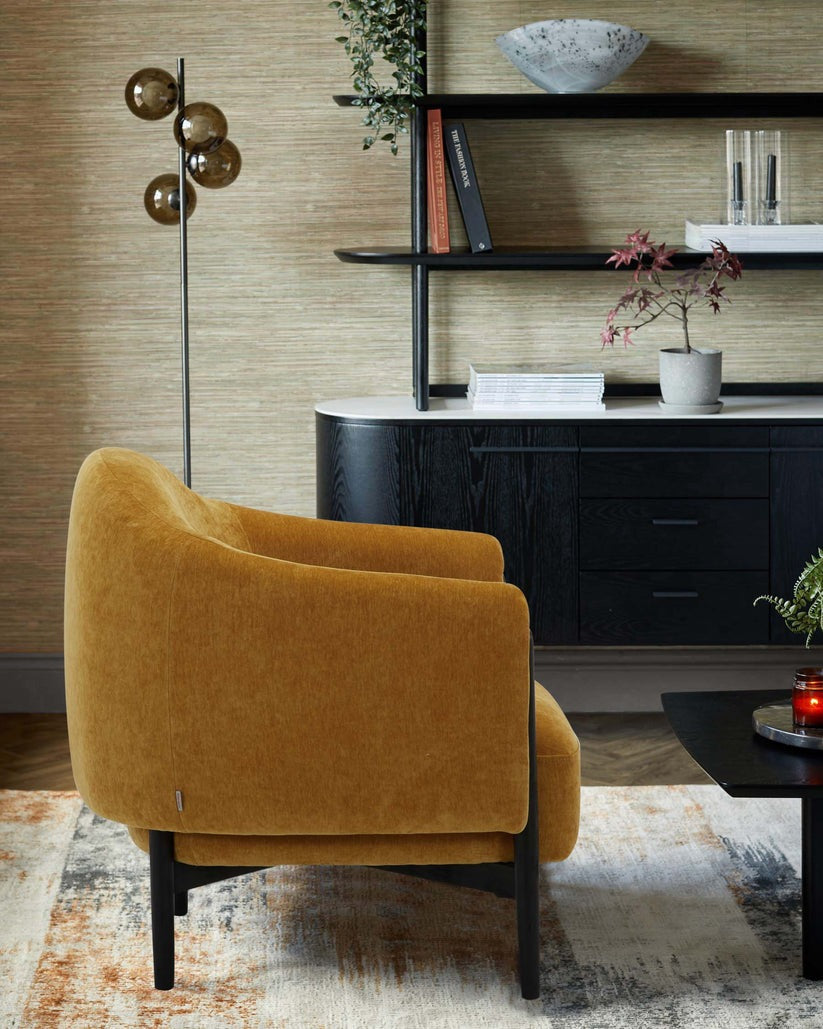 Tristan Fabric Accent Chair with Black Wood