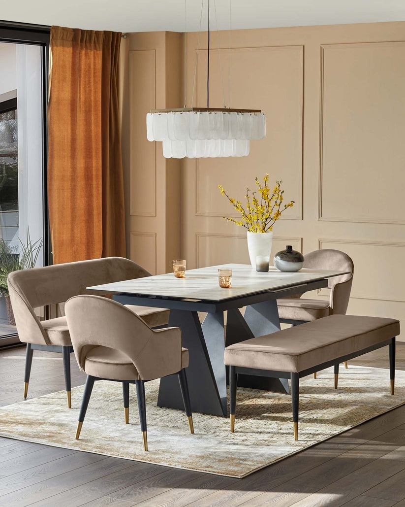 Clover Velvet & Brushed Brass Dining Armchair