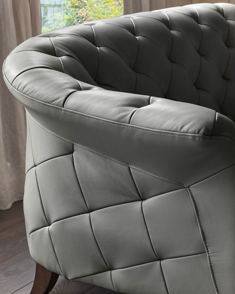 Luxe Modern Leather And Dark Wood Leg Armchair