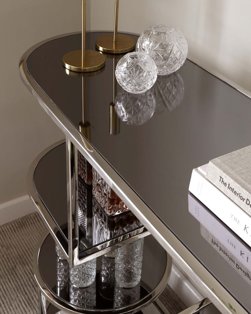Monroe Smoked Mirror & Stainless Steel Console Table