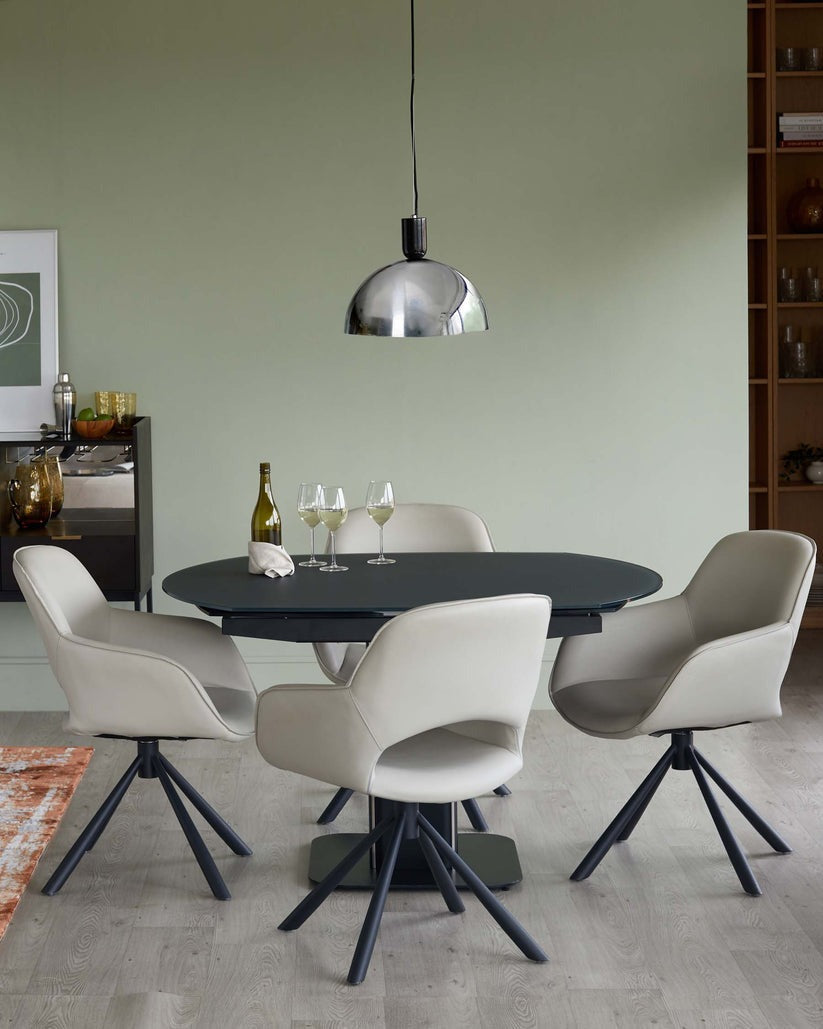 Marlow Faux Leather Swivel Dining Armchair - 2 Set