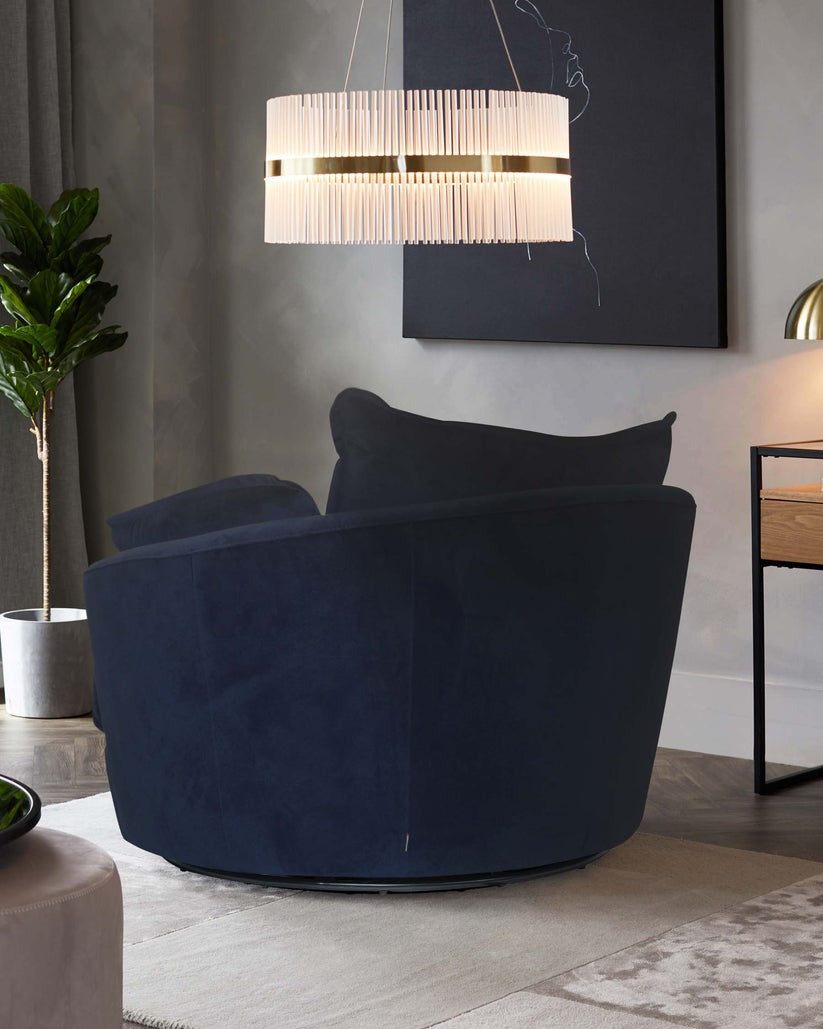 Maddox Dark Navy Velvet Swivel Chair