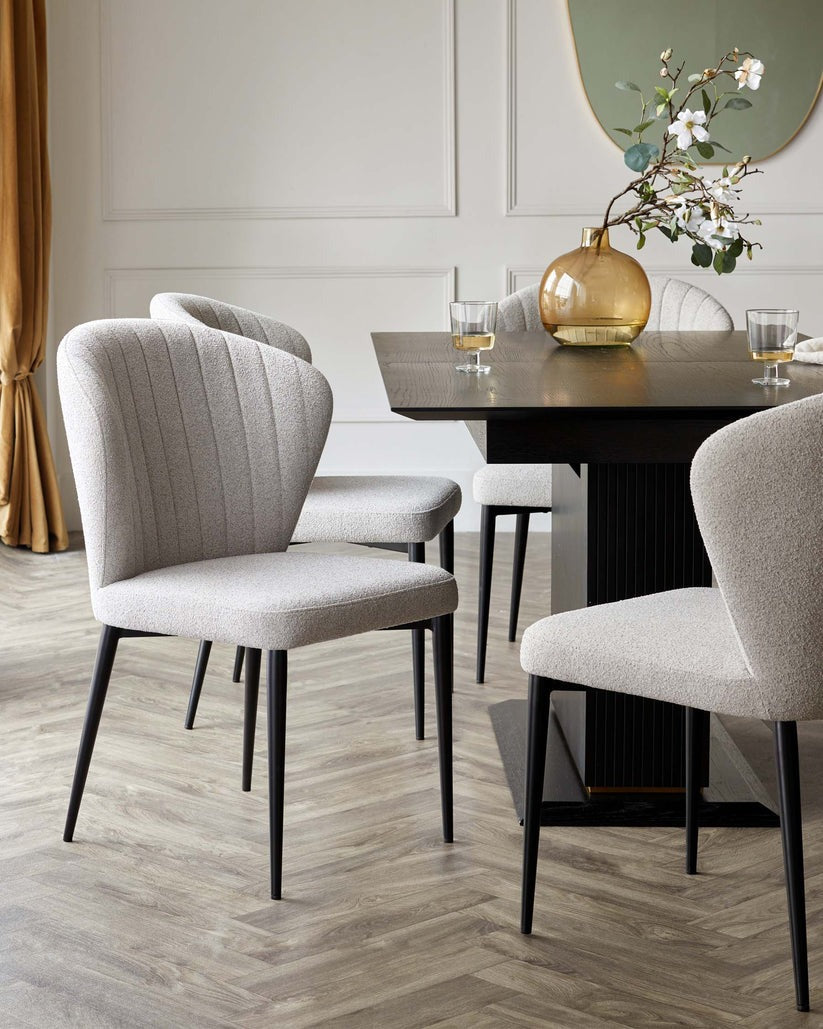 Harper Boucle Black Metal Dining Chair - 2 Set