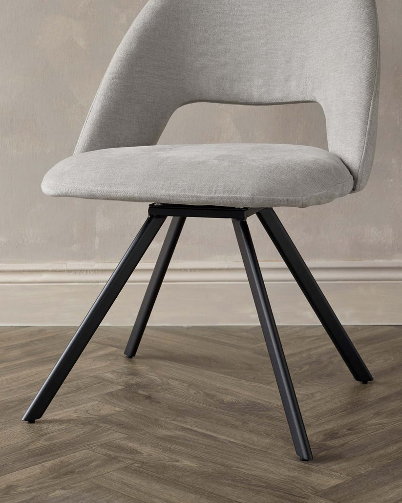Lottie Mid Grey Soft Weave Swivel Black Metal Chair