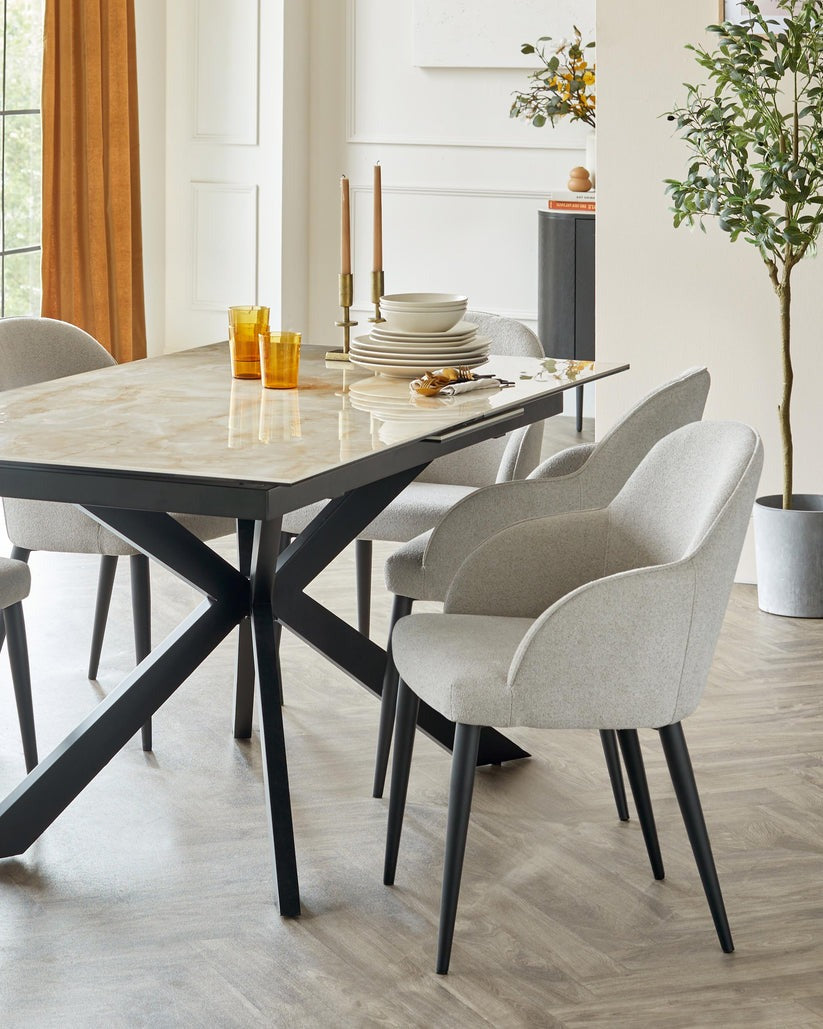 Lani Light Grey Boucle Dining Chair - 2 Set