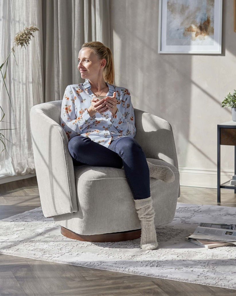 Natalia Chenille Swivel Accent Chair