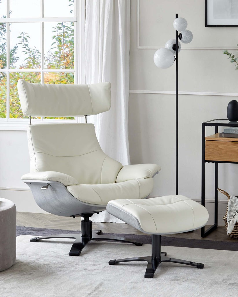 Karma Leather Swivel Recliner Accent Chair & footstool